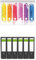 Wallario 6 Stück breite Ordner inkl. Klebeetiketten mit Motiv Regenbogenstreifen auf weißem Hintergrund - Bunter Anstrich - Set mit Rückenschildern/Ordnerrücken Stickern