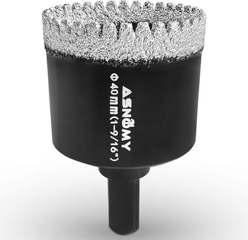 ASNOMY 40 mm Punte diamantate per piastrelle, Sega a tazza diamantata dentate, Frese a Tazza Diamantate per trapano per vetro, piastrelle, porcellana, pietra granito, quarzite
