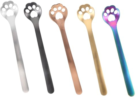 OUNONA 15 pezzi di stoviglie paletta per caffè gattino dessert cucchiaino da caffè con zampe di gatto design colino concentrato caffè utensili da cucina cucchiaino da caffè creativo metallo