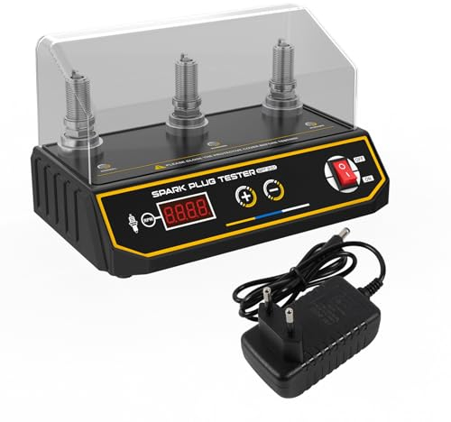 Tester per candele per auto, analizzatore per candele di accensione per motori automobilistici da 220 V Tester di accensione da 200-9000 giri/min con copertura protettiva con presa da 12 mm a tre fori
