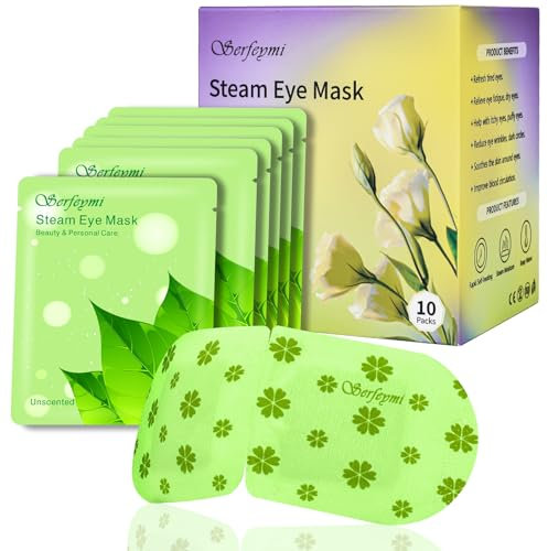 Serfeymi Augenmaske Wärmend 10PCS- Eye Mask for Sleeping, Dampf-Augenmaske, Selbsterwärmende, Beheizte Augenmaske für Geschwollene Augen, Trockene Augen, Einweg-Schlafaugenmaske