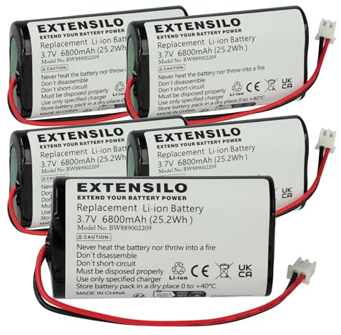 EXTENSILO 5X Akku kompatibel mit Sigor Nuindie Floor, Nuindie Mini, Nuindie Tischlampe, Nachttischlampe (6800 mAh, 3,7 V, Li-Ion)