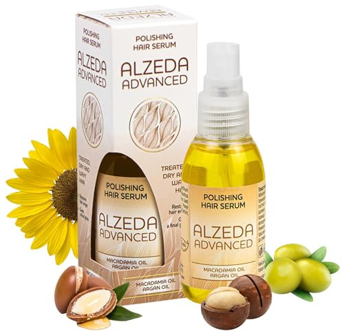 ALZEDA ADVANCED Polierendes Haarserum für Glanz 60ml mit Arganöl, Macadamia, Traubenkerne, Olivenöl und Sonnenblumenkerne | haarpflege | Spray und Haaröl für trockenes Haar | Hair serum