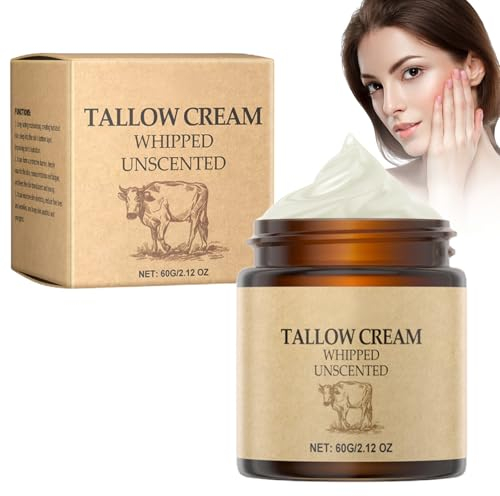 Beef Tallow Creme,Beef Tallow Feuchtigkeitscreme,Natürliche Lotion Tallow Creme,Grasfutter Rindertalg Balm,zur Hautpflege Gesicht und Körper,für Empfindliche Haut (1 Stück)