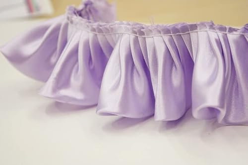 dvnFWKc Nastro plissettato in raso lucido con volant, per lavori fai da te, vestiti, colletti, polsini, cucito, 5,5 cm (viola)