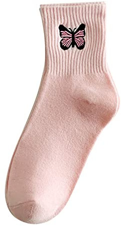 Genérico Calcetines Deportivos Hombre Medias Rejilla Mujer Calcetines de mujer Calcetines de algodón Medias bordadas Calcetines deportivos Calcetines Mujer Calcetines Running Hombre (Pink, One Size)