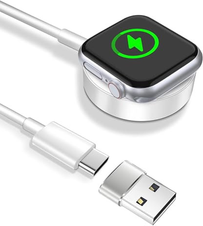 Schnell Ladekabel für Apple Watch - imodomio 1M USB C-USB A Schnellladegerät Kompatibel mit iWatch Series 10/9/8/7/6/5/4/3/2 (Kein Adapter)