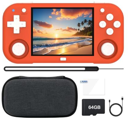 NULA XU MINI M Retro Handheld Spielkonsole mit 64G-TF-Karte, Cortex-A53-Linux-System, 2,8-Zoll-IPS-Bildschirm, Tragbarer, Wiederaufladbarer Arcade Videospiel Player mit Aufbewahrungstasche