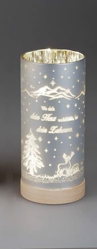 Dekoration 1 Stück Deko-Licht 20cm mit Spruch und Timer-hellbrauner Holzsockel- Wo Sich Dein Herz..