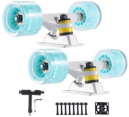 ANWEALTH Skateboard Achsen Set Skateboard Achsen und Rollen Set Flash LED Skateboard Rollen und Kugellager Set 60 mm mit Skateboard Pads Skateboard Werkzeug