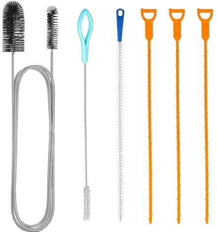 6-teiliges Abflussreiniger-Set, Abflussreiniger und Reinigungswerkzeug, Waschbeckenreiniger, Duschablauf-Entsperrer, wiederverwendbares Sanitär-Werkzeug für Badezimmer, Dusche, Küche, Stopfenloch
