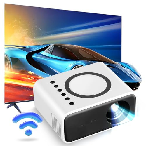 Mini Beamer, Portable Projector Klein Projektor Full HD 1080P Unterstützt Tragbarer Outdoor Filmprojektor Mobiler Beamer für Handy Tablet Laptop PC TV-Box HDMI USB AV