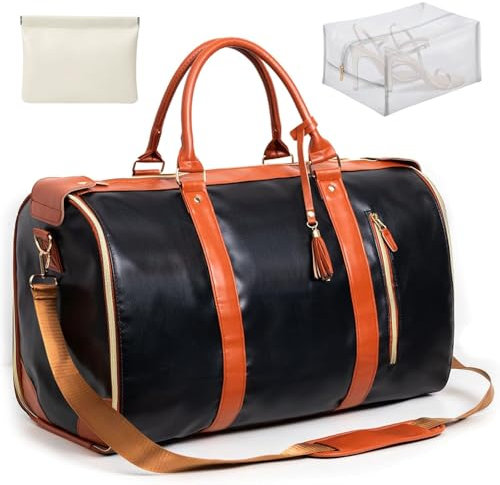 Luxe Mega Bag, Luxe Megabag mit wasserdichte Schuhtasche, Faltbar Reisetasche Luxe Mega Bag für Frauen (Schwarz-Braun (Klassiker))