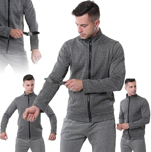 GplHAIN Stichschutzkleidung Mit 5 Stufen, Taktische Jacke – Bissfestes, Reißfestes, Stichfestes Langarm-T-Shirt, Schnittschutz-Sicherheitskleidung, Für Polizei Und Sicherheitspersonal,S-Grey