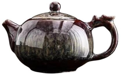 Teekannen und Kaffeegeschirr Reise-Teeset Puer Teekanne Und Tasse Set Erhitzter Kessel Chinesischer Becher Lehm Kreative Tianmu Glasur Wasserhahn Griff Teekanne Topf Für Teegeschirr Teeservice(C)