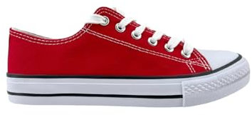 MODELISA - Zapatillas Deportivas De Lona Estilo Casual Mujer (Rojo, Sistema Tallas Calzado EU, Adulto, Mujer, Números, Mediano, 38)