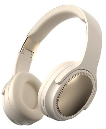 Jvjggag Cuffie wireless over-ear, cuffie pieghevoli, cuscinetti delicati sulla pelle, tecnologia di ricarica rapida, design con isolamento acustico, ideali per pendolari e casa, 19 x 17 x 6,78 cm