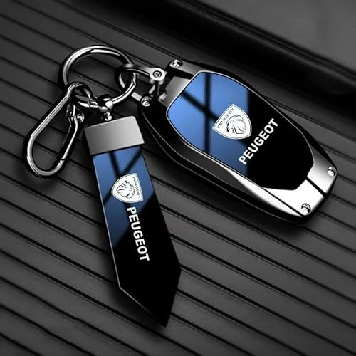 QYPLKJHG Autoschlüssel Hülle für Peugeot 308 2021-2025, Schlüsselhülle Schlüsselgehäuse TPU Schutzhülle mit Schlüsselanhänger Schlüsselcover Schlüsselbox Auto Zubehör,A-Blue 1