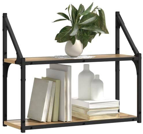 vidaXL Wall Shelf Artisan oak 60 x 21 x 51 cm Engineered Wood, Modern Rectangular Wall Shelf, Durable Display Rack, Floating Shelves, Stylish Storage, Minimalist Home Organization Ideas