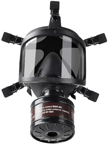 Atemschutzmaske Vollgesichtsmaske mit 40 mm Aktivkohlefilter für Staub, Gase, Dämpfe, Chemikalien, ideal für Harz, Schleifen, Spritzen, Bauarbeiten