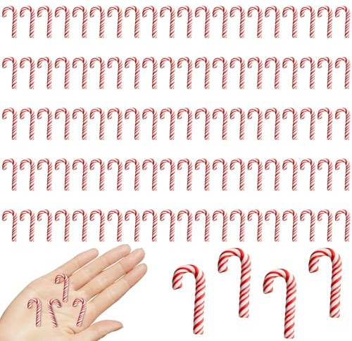 100 Stück Mini Zuckerstangen Deko Weihnachtsdeko Rot DIY Weihnachtsbaumschmuck Hängende Zuckerstangen Aus Ton 30mm Weihnachten Anhänger Ornamente für Weihnachtsbaum Weihnachts Themenparty