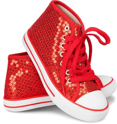 TrendandStylez 7 Farben Glitzer Pailletten Sneaker Damen – Karneval Tanzschuhe |Turnschuhe für Party, Show, Bühne, Disco Fasching, Motto & Festival High Top Designer