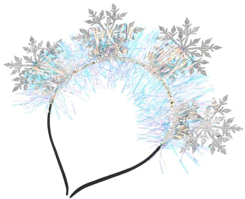 DECORNIJIA Bandeau de Noël à Paillettes 4 Flocons de Neige Rose et Argenté Accessoire Cheveux Femme et Fille Léger Décoratif pour Fêtes et Occasions Hivernales