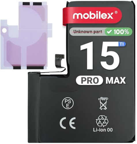 MOBILEX® Batería para iPhone 15 Pro MAX | Sin Mensaje | Chip TI | 4730mAh - OEM | Interna Repuesto con Adhesivo | Alta Capacidad