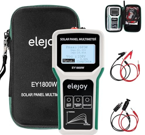 Solarpanel MPPT Tester, 1800W Photovoltaik Panel Multimeter mit LCD Display, Intelligente Leerlaufspannung Fehlersuche und Datenprüfung für Solar PV Testing, Nicht Höher als DC 20-120V 60A