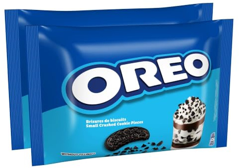 OREO - Brisures de Biscuits Oreo - Sans Crème - Topping Idéal pour Desserts et Glaces - Lot de 2 Sachets de 400 g