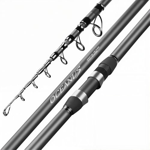TUJISEK Tragbare Carbon Angelrute 2.1m 2.4m 2.7m 3m 3.3m 3.6m 3.9m 4.2m 4.5m 5.4m Teleskoprute Stipprute Karpfenrute Fishing Rod Meeresruten Stipprute FüR FlüSse Seen Und Ozeane(2.1M)