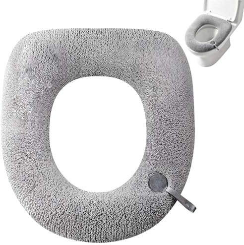 JIESHEPR Universal Home Toilet Seat Cushions with Hanging Loop:Warm Washable Toilet Seat Cover Pads,Soft Bathroom Warmer Mat Pad, Universal Fit for Oval & Round Seats