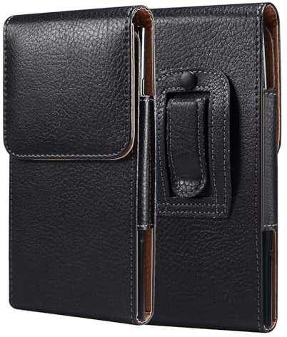 Vertikal Handytasche Gürtel Gürteltasche Handy für Samsung Galaxy S26 S25 S24 S23 S22 Ultra, 6.9 Leder Gürtelclip Handyhülle mit Gürtelschlaufe mit Karabiner für iPhone 17 Pro Max 16 15 Plus, Schwarz