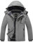 Wantdo Herren Winterjacke Wasserdichte Skijacke Atmungsaktive Wanderjacke Verdickte Windjacke Winddichter Schneemantel Outdoor Kapuzenjacke Grau XL