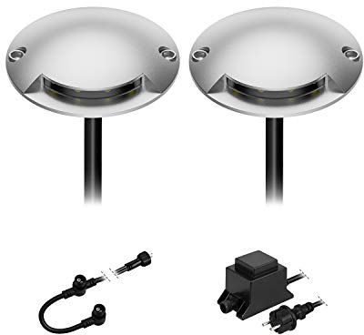 ledscom.de LED Boden-Aufbau-Leuchte Bunda, 1-flammig, für außen befahrbar, warm-weiß, 2er Set