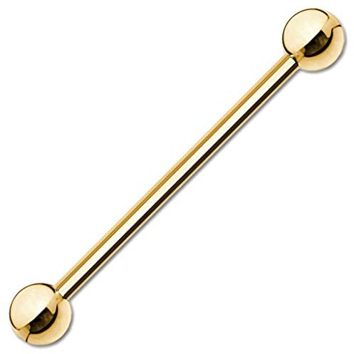 viva-adorno Barbell Piercing Stab Industrial Ohrpiercing Cartilage Stecker Hantel Edelstahl beschichtet Z310i, 1,6x38x5mm, gold