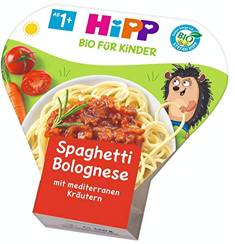 HiPP Bio Spaghetti Bolognese mit mediterranen Kräutern (6 x 250g), Menü ab 1 Jahr, schonend dampfgegart, kindgerecht gewürzt, in bester Bio-Qualität