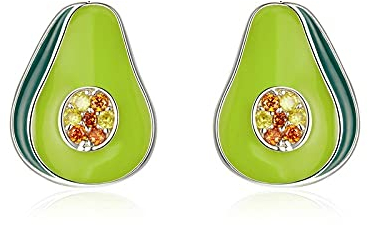 WLLDDDIU Ohrstecker Damen Silber,Silber Ohrstecker Ohrringe Für Frauen Ohrringe Ohrstecker Avocado Sterling Silber Zirkon Ohrringe Einfache Und Stilvolle Knorpelohrringe Weihnachten