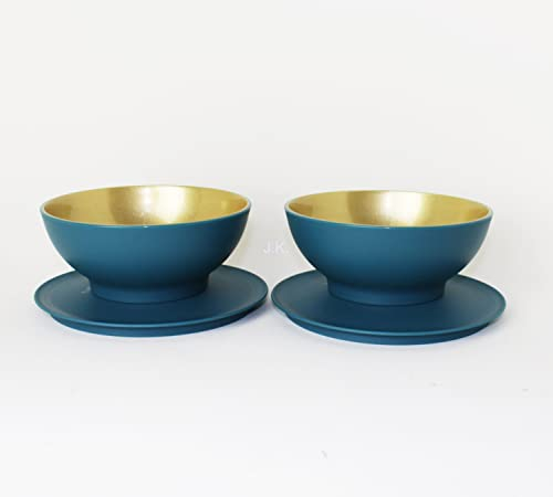 TUPPERWARE Mikrowelle Allegra Petrol Gold 2X 275ml Servierschüssel, Schüssel + Joghurtbecher