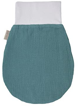 KraftKids Strampelsack Musselin nilblau für den Herbst/Winter aus Musselin Baumwolle und warmen Fleece in zwei Größen erhältlich