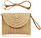 COOKOOKY Stroh Clutch Handtasche Sommer Strand Stroh Geldbörse für Frauen gewebte Umschlag Tasche…, Hellbraune Tasche