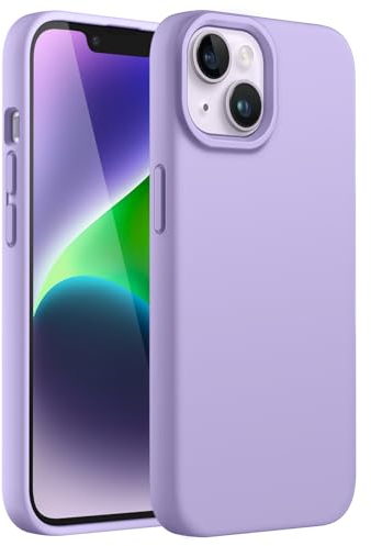 JETech Silicone Case for iPhone 14 Plus 6.7-Inch, Silky-Soft Touch Full-Body Protective Phone Case, Shockproof Cover with Microfiber Lining (Light Purple)
