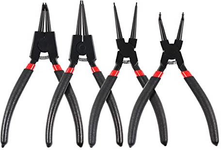DOCAS 4 Pezzi Pinze per Anelli di Sicurezza 175mm, Pinza per Seeger, Punte Dritte e Curve per Bloccaggio Interno ed Esterno,Pinze Per Anelli Elastici, Snap Ring Pliers Set