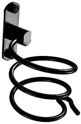 Wall Mounted Bathroom Tray with Hair Dryer Holder Organizer Space Saving Solution for Bedroom Bathroom Ideal for Flat Iron Curling Wand More - Black (Black)