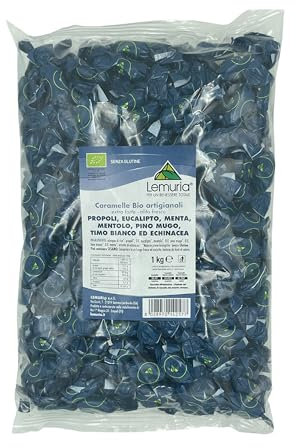 Lemuria - Caramelos Orgánicos Artesanales extra fuertes para Aliento Fresco - Para la salud de las vías respiratorias - Propóleo, Eucalipto, Mentol, Pino Mugo, Tomillo Blanco Equinácea - 1 kg