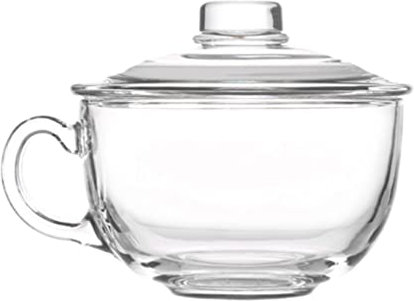 JOEBO Food Containers 600ml/ 20 oz Glass Dessert Bowl, Clear Soup Bowls with Handle and Glass Lid, Mixing Bowl Serving Bowl for Rice, Salad, Fruit, Yogurt, Cereal, Dessert, Pasta Coffee Containers