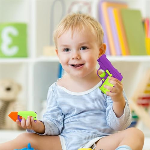 MUNSKT Fidget Toy Pistole,Schaumstoff Pistole,Fidget-Spielzeug,Gravity Gun Toy,Mini Pistole Fidget Toy,Für Kinder Und Erwachsene,für Lernspielzeug, Anti Stress Figit Spielzeug für Lernspielzeug