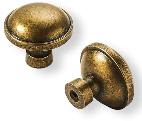 khtumeware 10 Pack Vintage Antique Brass Large Cabinet Knobs 1-3/4 Inch(44mm) Heavy Duty Zinc Knobs Kitchen Drawer Pulls Door Dresser Drawer Handles Knobs for Dresser Drawers
