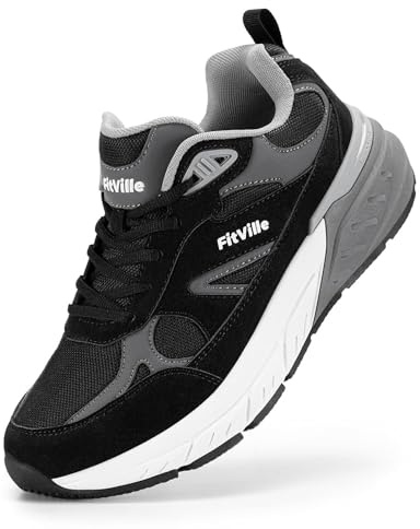 FitVille Zapatillas Extra Ancho Hombre Zapatos Deporte Antideslizantes Sneaker Running Transpirables Caminar Negro 49 EU Ancho