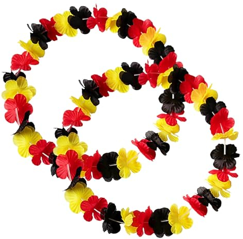 2 Stück Deutschland Fanartikel Blumenkette - Fanartikel Deutschland - Deutschland Flagge Girlanden - Schwarz Rot Gelb, Foto Requisiten